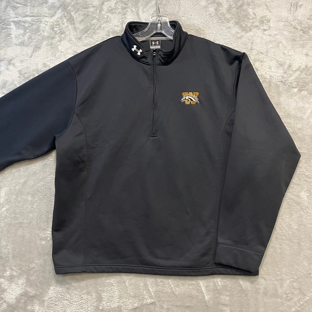 Western Michigan University Broncos 1/4 Zip Pullover Mens XL Black Under Armour